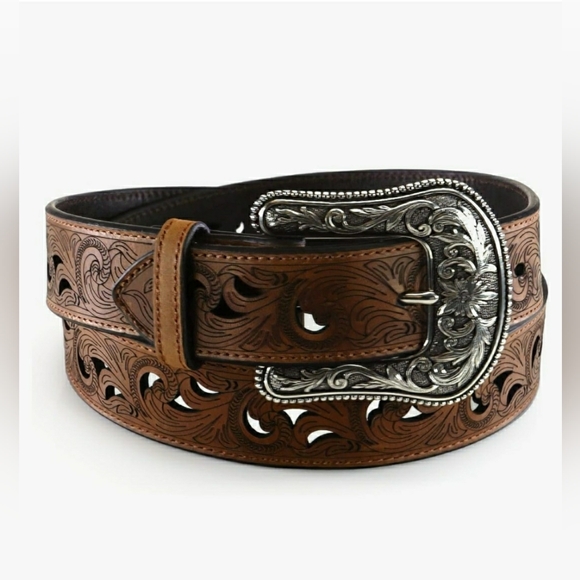 Women's Ariat Scroll Paisley Cutout  Leather Belt style A1514802 - size L (38") - Picture 8 of 8